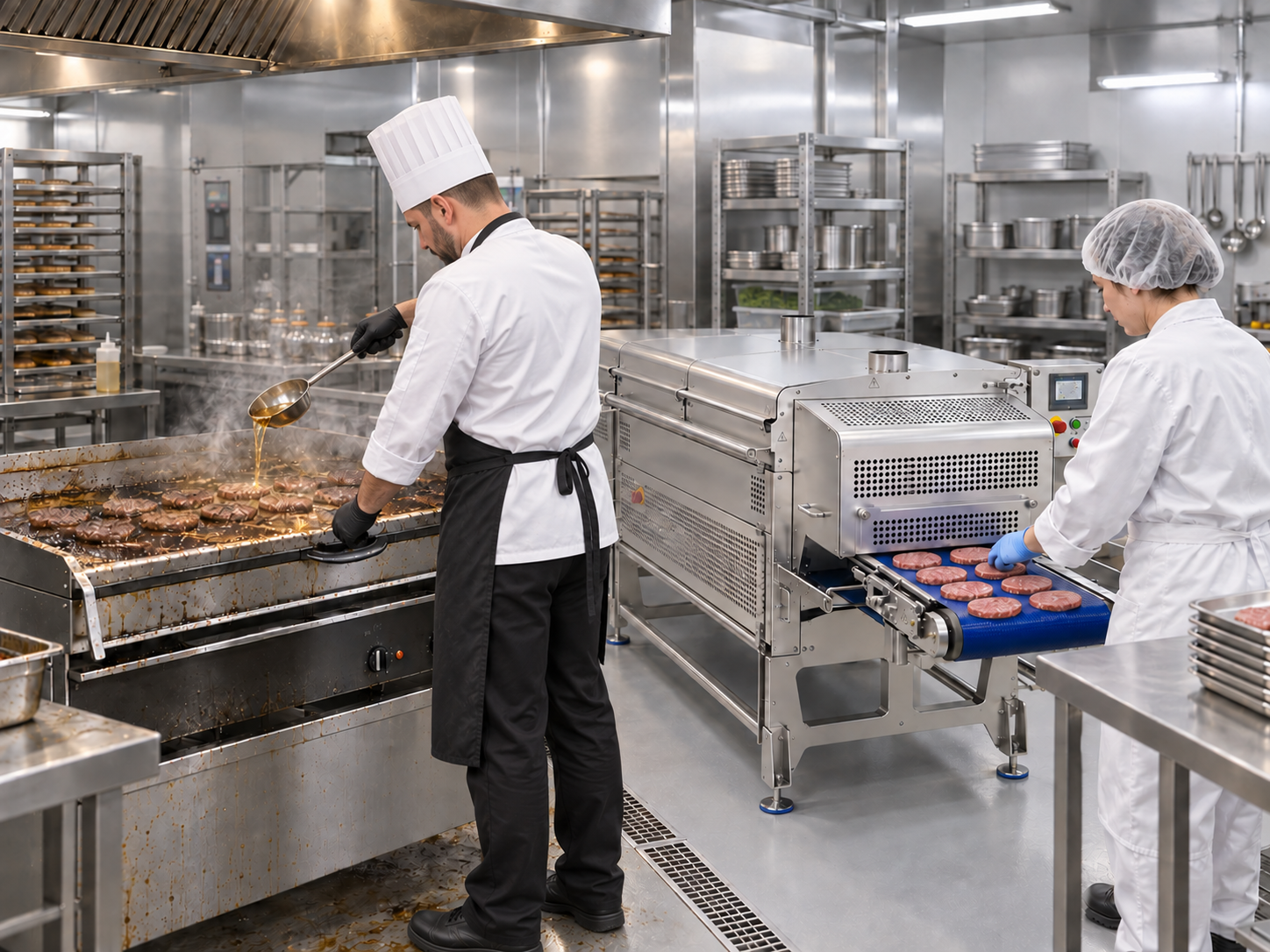Twin-COOK cooking with non-stick PTFE conveyors